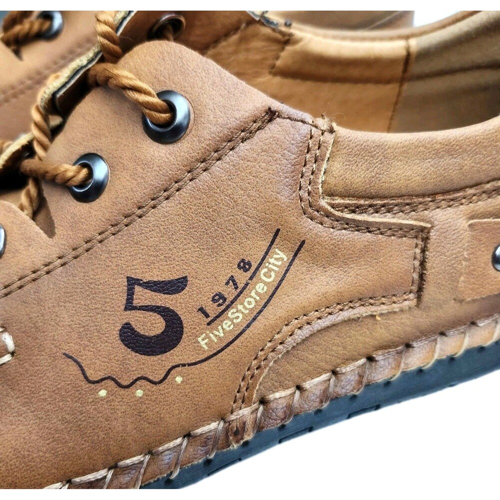 FiveStoreCity Sneakers Loafers Mens 10.5 Handmade Leather Brown Multifunctional - Picture 5 of 10